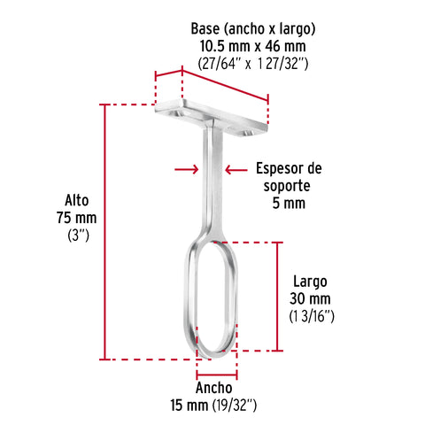 Soporte central para tubo ovalado de clóset, HERMEX | STO-5 | 48979