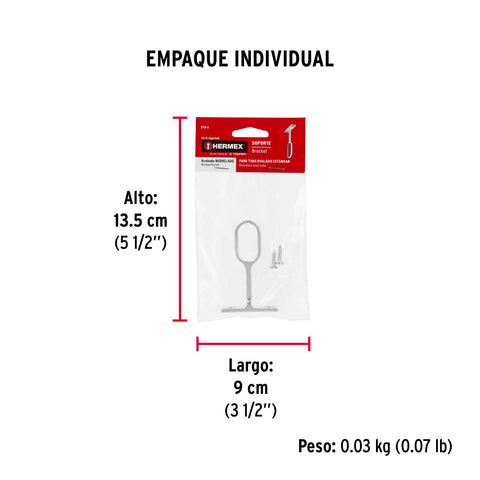 Soporte central para tubo ovalado de clóset, HERMEX | STO-5 | 48979