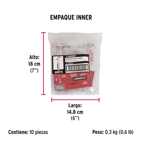 Soporte central para tubo ovalado de clóset, HERMEX | STO-5 | 48979