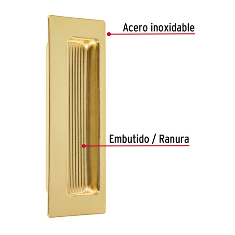 Jaladera de embutir cuadrada acabado latón brillante, HERMEX | JALE-11 | 48991