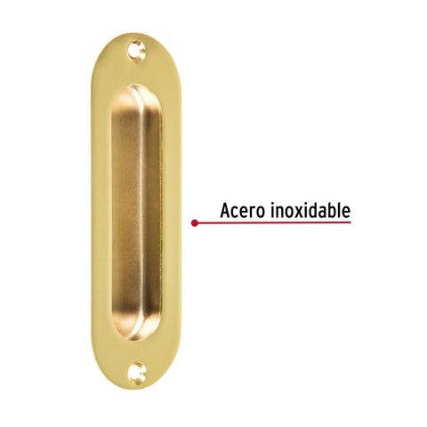 Jaladera de embutir ovalada acabado latón brillante, HERMEX | JALE-12 | 48992