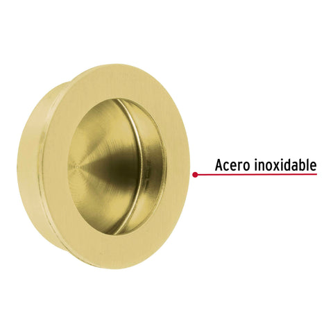 Jaladera de embutir circular No. 3 acabado latón brillante | JALED-13 | 48994