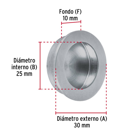 Jaladera de embutir circular No. 2 acabado cromo mate | JALED-32 | 48996