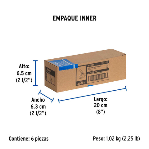 Válvula de esfera de latón, soldable 3/4', FOSET | ESSO-3/4 | 49007