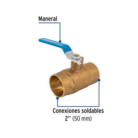 Válvula de esfera de latón, soldable 2', FOSET | ESSO-2 | 49011