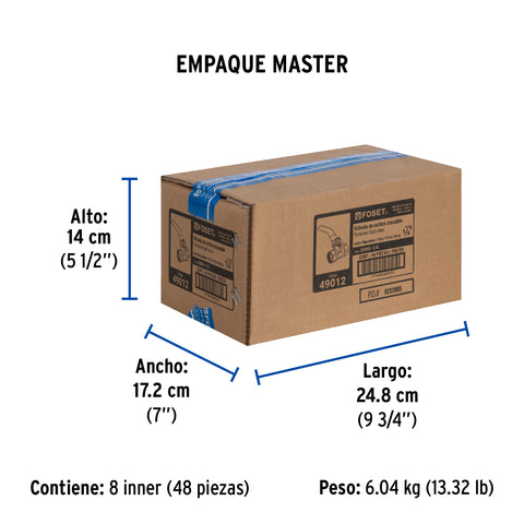 Válvula de esfera de latón, roscable 1/4', FOSET | ESRO-1/4 | 49012