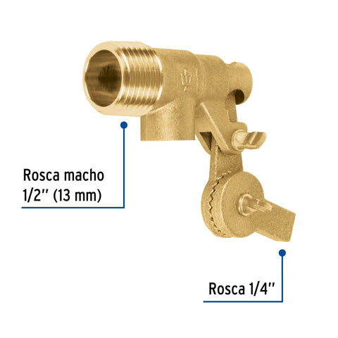 Válvula de flotador de latón 1/2', FOSET | VAFLO-1/2 | 49034