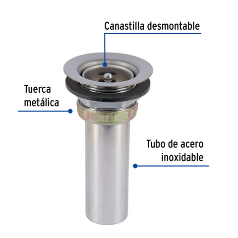Contracanasta 2-1/2' inox, tipo bar, FOSET | CO-815 | 49043