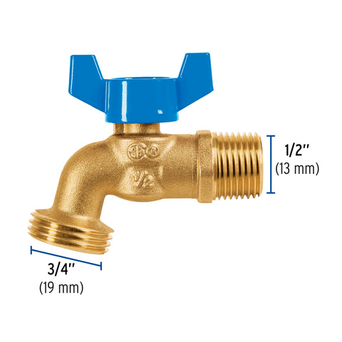 Llave de esfera de latón 1/2' con rosca para manguera, FOSET | LLE-128L | 49053