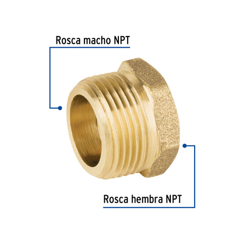 Reducción bushing de latón, 3/4' x 1/2', FOSET | CLG-231 | 49062
