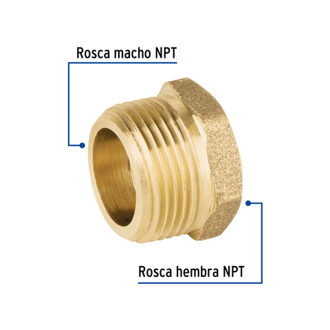 Reducción bushing de latón, 1' x 1/2', FOSET | CLG-232 | 49063