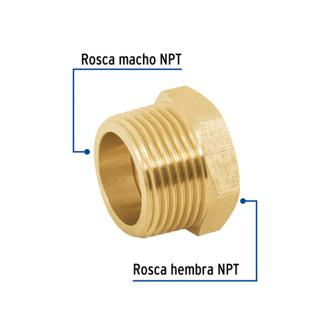 Reducción bushing de latón, 1' x 3/4', FOSET | CLG-233 | 49064