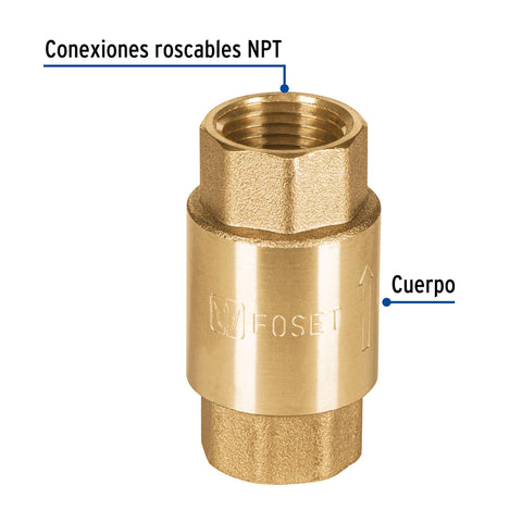 Válvula de retención de latón de 1/2', FOSET | VARE-1/2 | 49065