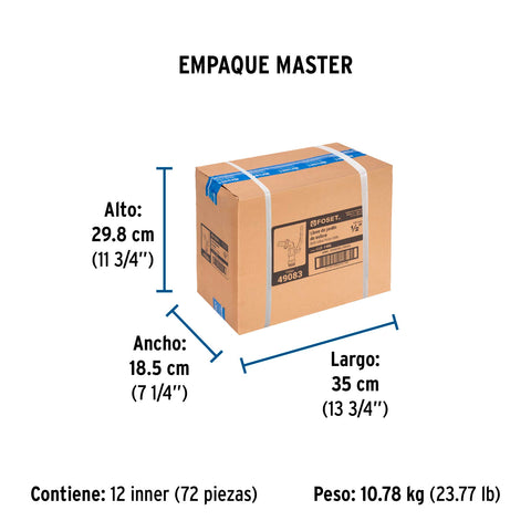 Llave de esfera, de latón, 140 gr, entrada 1/2', FOSET | LLE-140L | 49083