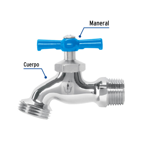 Llave p/manguera, de latón cromado, 130g, 1/2',granel, FOSET | LLJ-130C | 49084