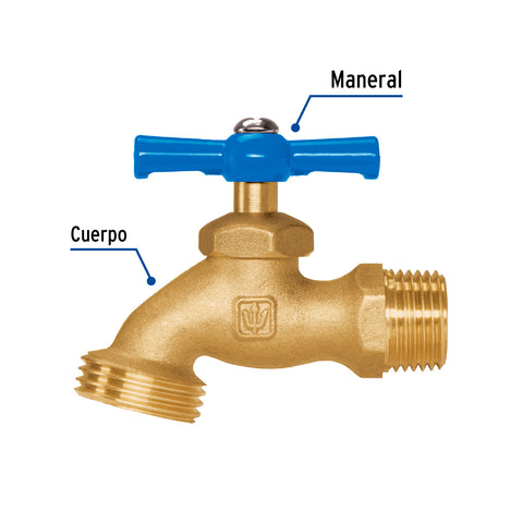 Llave p/manguera, de latón, 120g, 1/2', granel, FOSET | LLJ-120 | 49085