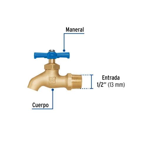 Llave de nariz de latón, 135 g, entrada 1/2', FOSET | LLJ-135 | 49090