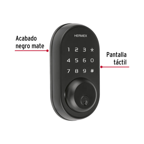 Cerrojo Digital tubular color negro, HERMEX | CD-26 | 49093