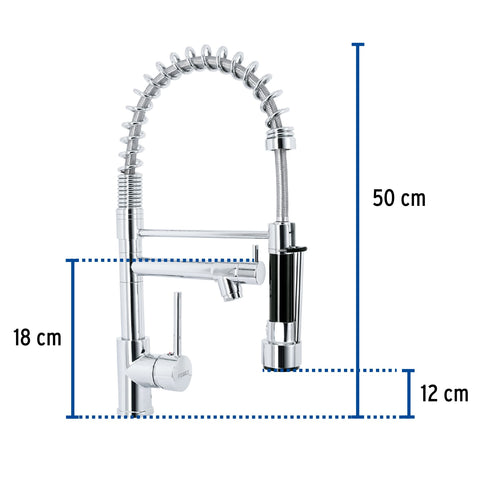 Monomando con doble salida para fregadero, Cromo, ELEMENT | ELF-84 | 49106