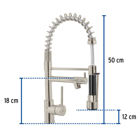 Monomando con doble salida para fregadero, Satín, ELEMENT | ELF-84N | 49107
