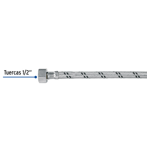 Manguera 'T' lavabo/fregadero,acero inox,1/2'x1/2'x1/2',55cm | FTE-55X | 49124