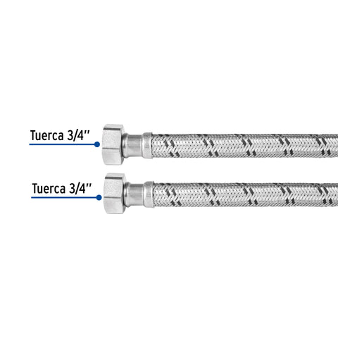 Manguera para boiler, acero inox, 3/4'x3/4', 60 cm, FOSET | FBO-3460X | 49130