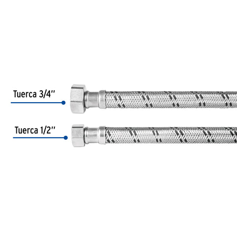 Manguera para boiler, acero inox, 1/2'x3/4', 40 cm, FOSET | FBO-1240X | 49131