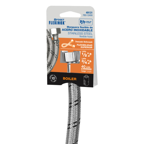 Manguera para boiler, acero inox, 1/2'x3/4', 40 cm, FOSET | FBO-1240X | 49131