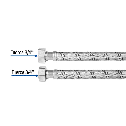 Manguera para boiler, acero inox, 3/4'x3/4', 80 cm, FOSET | FBO-3480X | 49133