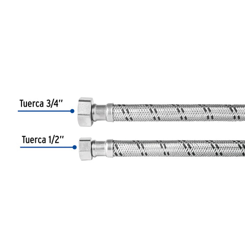 Manguera para boiler, acero inox, 1/2'x3/4', 80 cm, FOSET | FBO-1280X | 49134