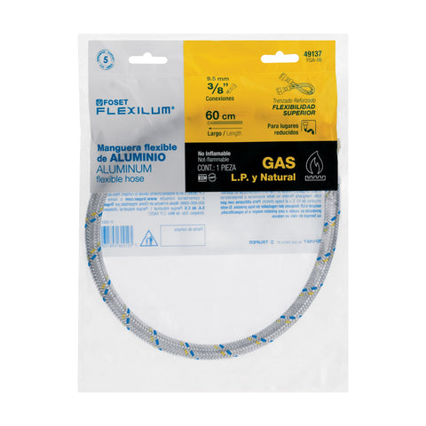 Manguera para gas, aluminio, 3/8' flare, 60 cm, FOSET | FGA-06 | 49137