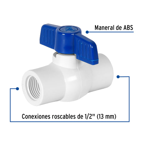 Válvula esfera de PVC 1/2' roscable, FOSET | PVC-ES-1/2R | 49150