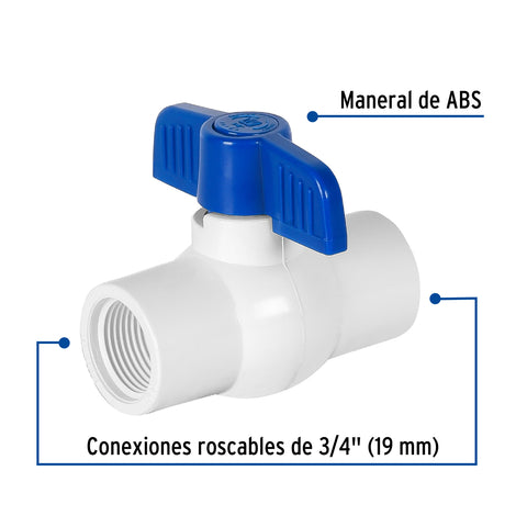 Válvula esfera de PVC 3/4' roscable, FOSET | PVC-ES-3/4R | 49151
