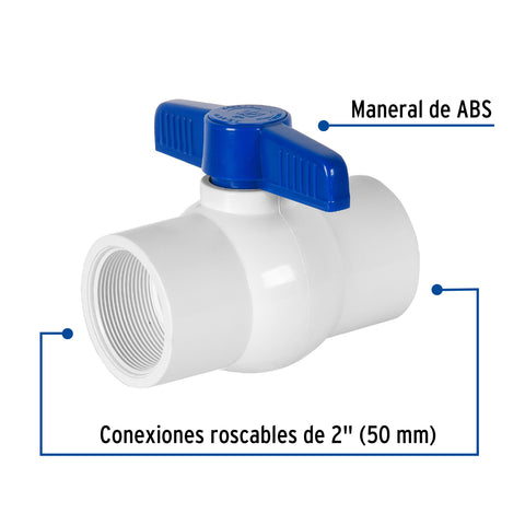 Válvula esfera de PVC 2' roscable, FOSET | PVC-ES-2R | 49155