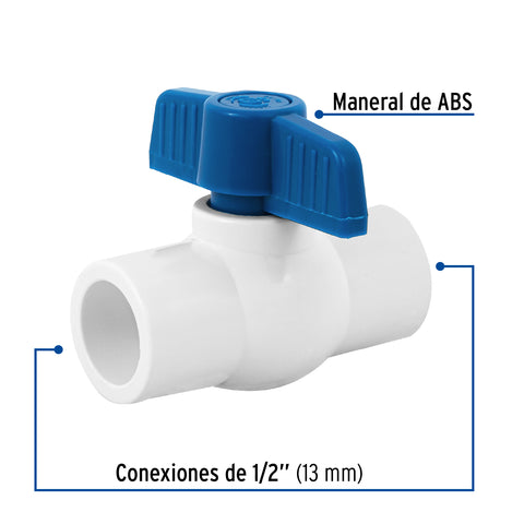 Válvula de esfera de PVC 1/2'para cementar, FOSET | PVC-ES-1/2 | 49156