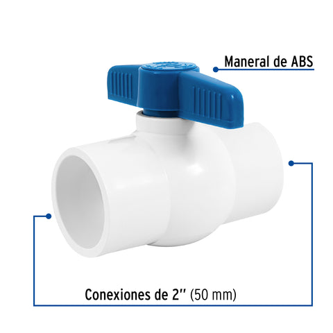 Válvula de esfera de PVC 2' para cementar, FOSET | PVC-ES-2 | 49161