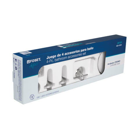 Juego de 4 accesorios para baño metálicos, FOSET AQUA | AQA-4004 | 49164