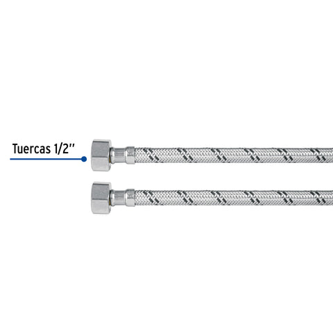 Manguera lavabo/fregadero, acero inox, 1/2' x 1/2', 55 cm | FFR-55X | 49182