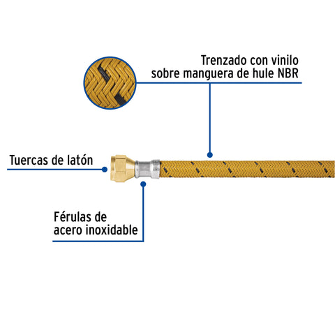 Manguera para gas, vinilo, 3/8' flare, 150 cm, FOSET | FGA-15V | 49185