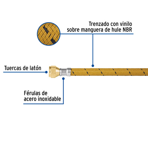Manguera para gas, vinilo, 3/8' flare, 200 cm, FOSET | FGA-20V | 49186