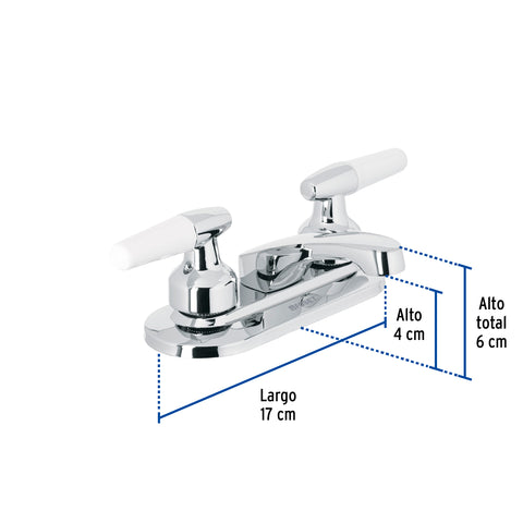 Mezcladora 4' para lavabo, nariz larga, manerales cono | M-048I | 49203