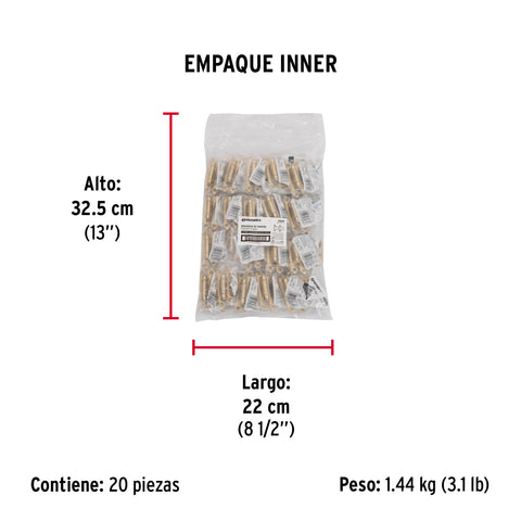 Bolsa con 2 bisagras parche de 7cm, latonado, HERMEX | BIPA-71 | 49205