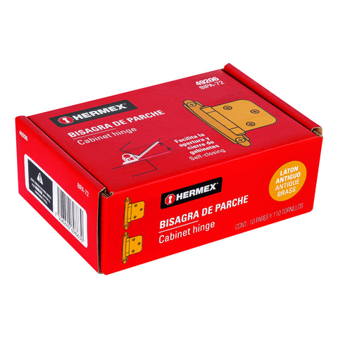 Bolsa con 2 bisagras parche de 7cm, latón antiguo, HERMEX | BIPA-72 | 49206