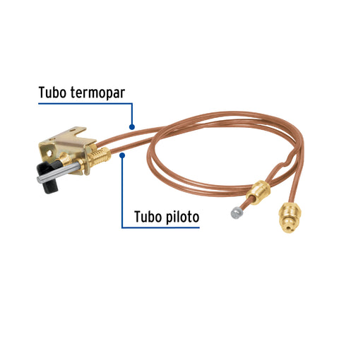 Termopar con piloto, tubo de cobre, 60 cm, FOSET | TEPAR-60 | 49212