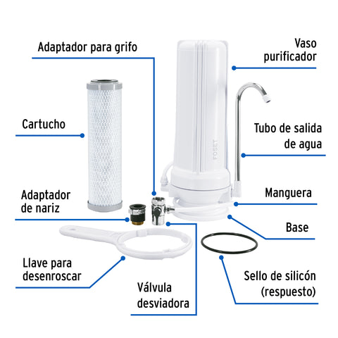 Purificador de agua, sobre tarja, FOSET | PURA-P2 | 49217