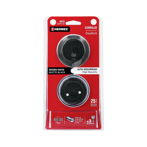 Cerrojo llave-llave negro, llave de puntos, HERMEX | CERO-62 | 49223