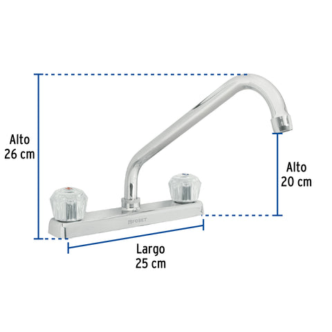 Mezcladora 8' fregadero cromo, cuello largo, acrílico, BASIC | F-318A | 49240