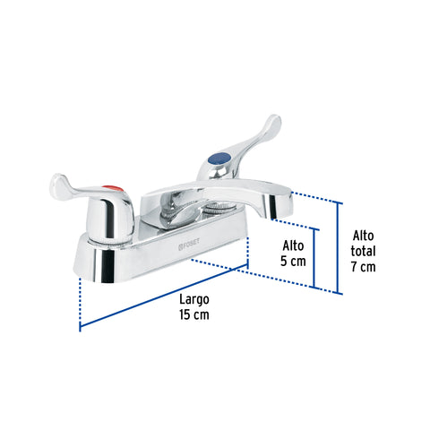 Mezcladora 4' para lavabo, nariz larga, manerales palanca | M-048P | 49278
