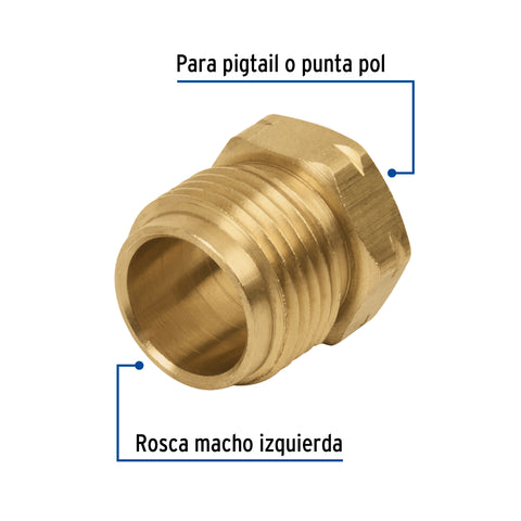 Tuerca izquierda de latón 7/8' en bolsa, FOSET | TUIZ-7/8 | 49300