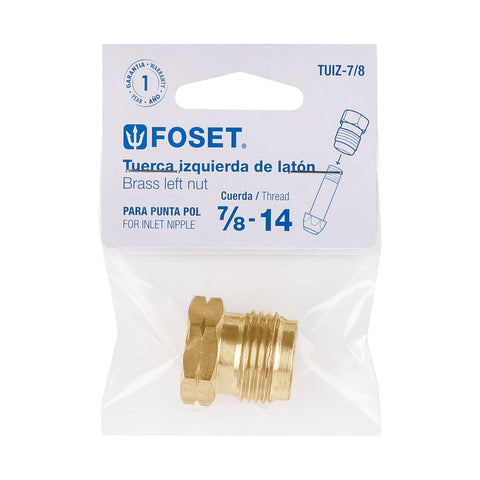 Tuerca izquierda de latón 7/8' en bolsa, FOSET | TUIZ-7/8 | 49300